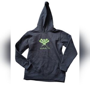 Halo Kids Black Youth Medium (7/8) Hoodie with Neon Green Embroidered Logo